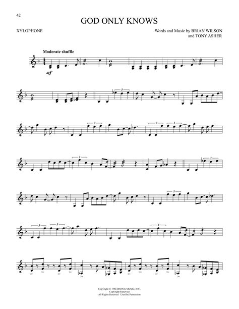 God Only Knows Sheet Music The Beach Boys Xylophone Solo
