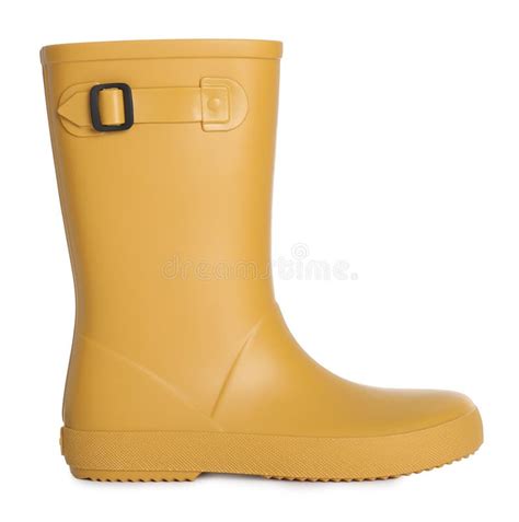 Modern Yellow Rubber Boot Isolated On White Stock Image Image Of