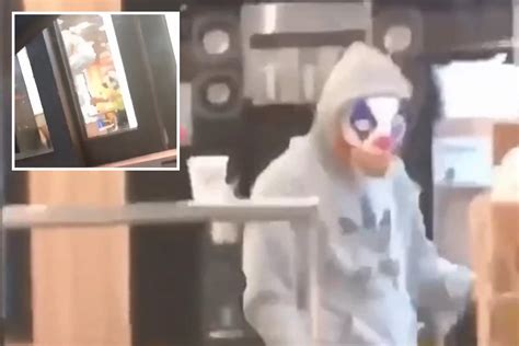 moment knife wielding ‘killer clown robber is tasered by cops in mcdonald s rampage the irish