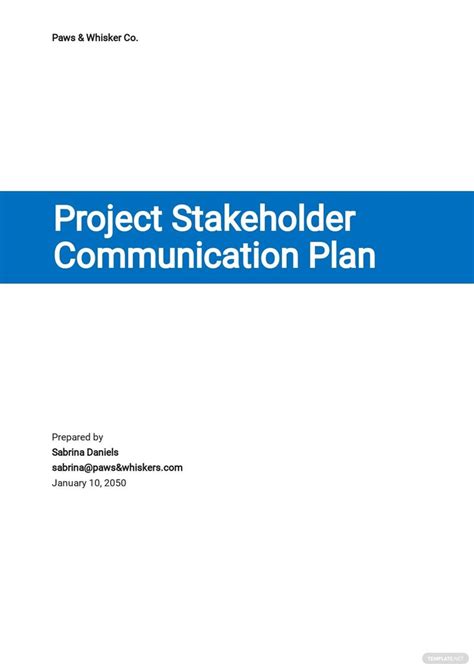 The Project Stakeholder Communication Plan Is Shown In Blue And White