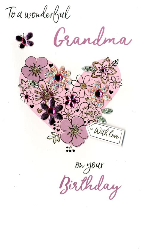 Wonderful Grandma Birthday Greeting Card Hand Finished Cards