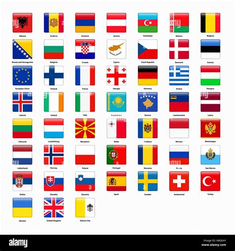 Ensemble De Drapeaux De Tous Les Pays De Leurope Vector Illustration