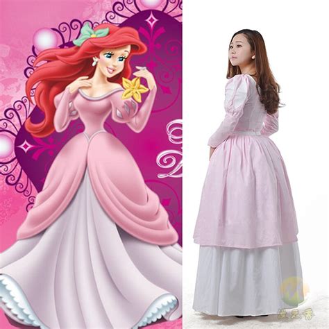 Pink Ball Gown Adultos Princesa Ariel Dress Cosplay The Little Mermaid