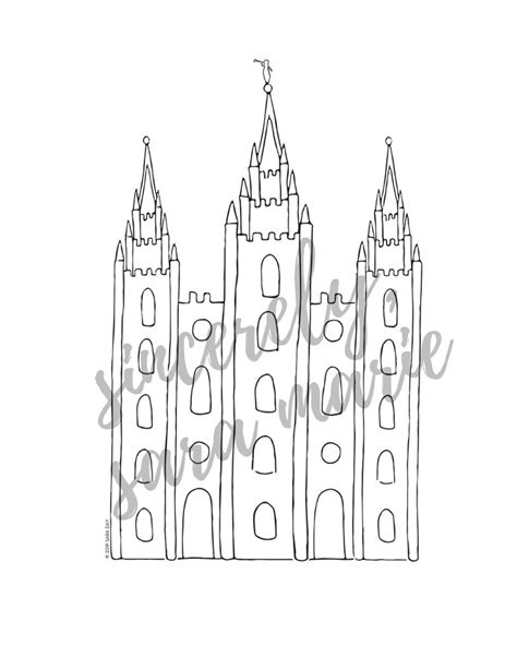 Salt Lake Temple Coloring Page And Digital Print Etsy