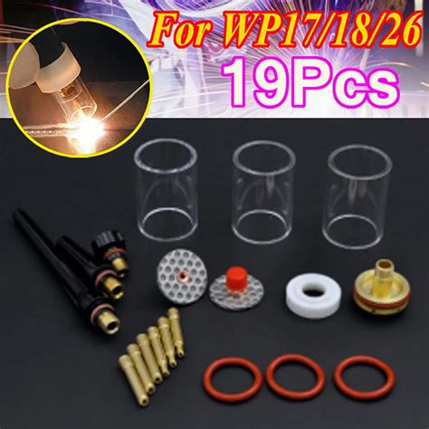 19PCs 1 0mm 2 4mm TIG Welding Torch Kit Tungsten Needle Clip Stubby