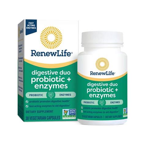 Digestive Relief Duo Probiotic Multi Enzyme Capsules Renew Life
