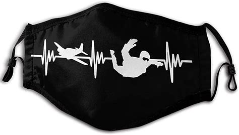 Skydiving Skydiver Heartbeat Face Mask For Women Men Funny
