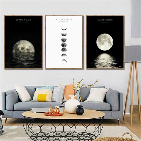 Moon Phase Canvas Poster Art Abstract Painting Nordic Decorative