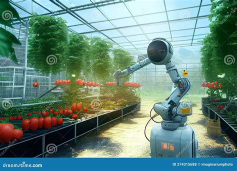 Smart Robotic Farmers In Agriculture Futuristic Robot Automation Work