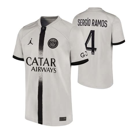 Youth Sergio Ramos Paris Saint Germain 2022 23 Away Jersey Replica Grey
