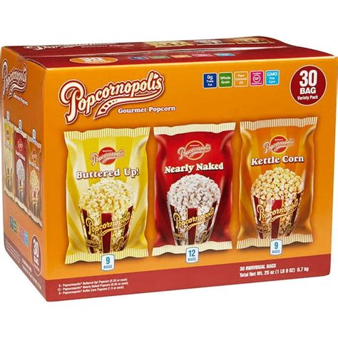 Popcornopolis Gourmet Popcorn Variety Pack 30 Count