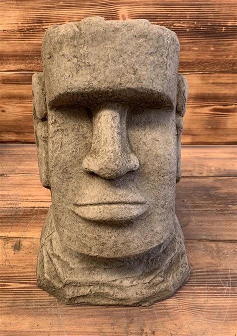 Stone Garden Large Easter Island Head Moai Tiki Head Statue Etsy