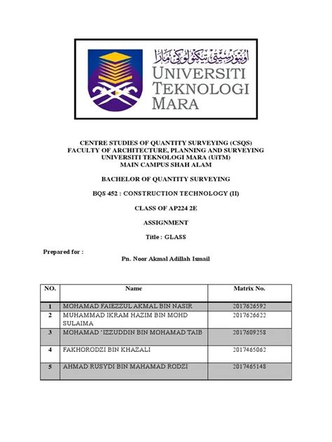 Contoh Front Page Assignment Uitm Cover Page Uitm Assignment