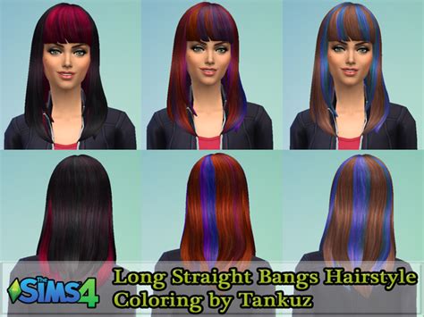 Long Straight Hairstyle Retexture At Tankuz Sims4 Sim