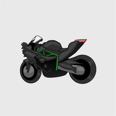 Kawasaki H2r Simple Style Digital Art By Happy Motorcycle Fine Art