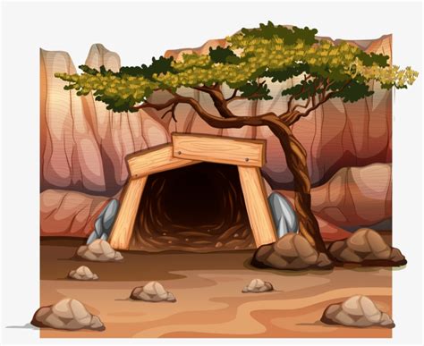 Clip Library Download Cave Vector Cartoon Mountain Mining Caves
