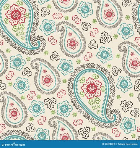 Paisley Fabric Seamless Vector Patternpastel Colo Stock Vector