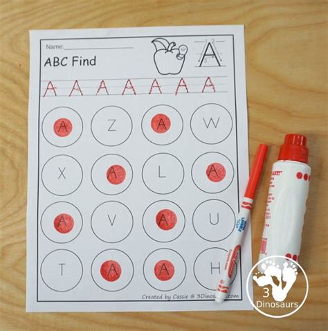 Free Abc Letter Find Uppercase Or Lowercase 3 Dinosaurs Activities