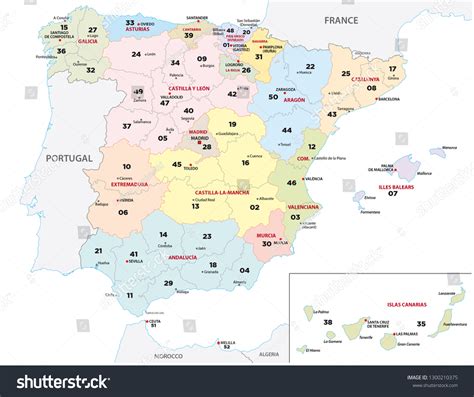 Spain Province Map Digit Zip Codes Stock Vector Royalty Free Shutterstock
