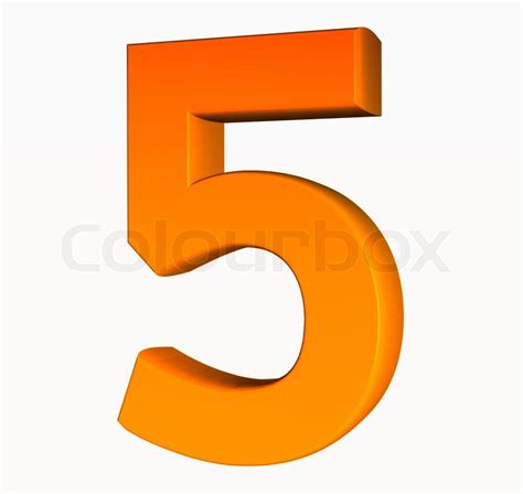 Orange Alphabet Number 5 3d Isolated On White Stock Photo Colourbox