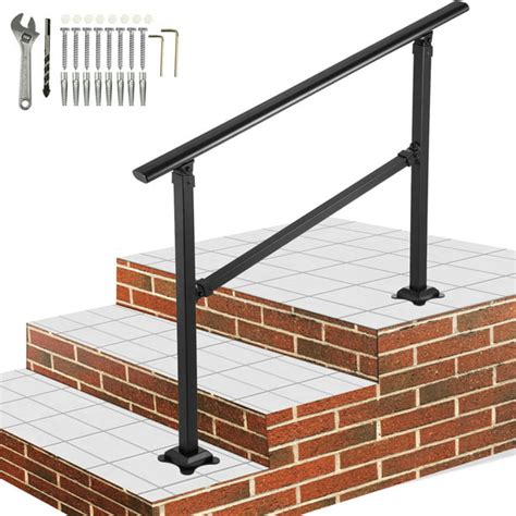 Vevor 1 3 Steps Outdoor Stair Handrail Adjustable From 0 To 50 Degrees