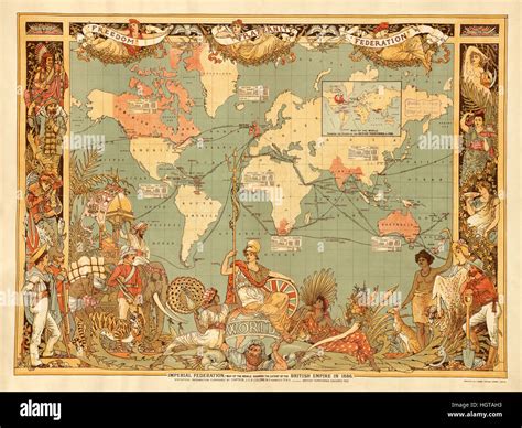 Map Of The British Empire 1886 Stock Photo Alamy