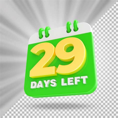 Premium Psd 29 Days Left Calendar 3d