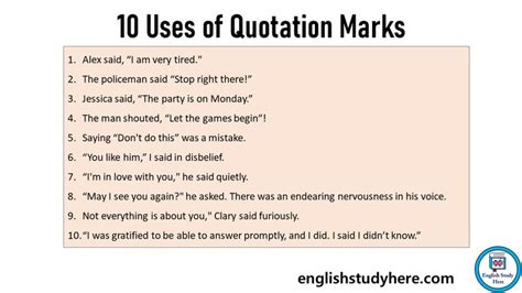 10 Uses Of Quotation Marks Quotation Examples