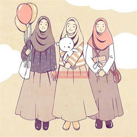 Wanita Wallpaper Gambar Kartun Muslimah Sahabat Berdua 45 Foto Profil