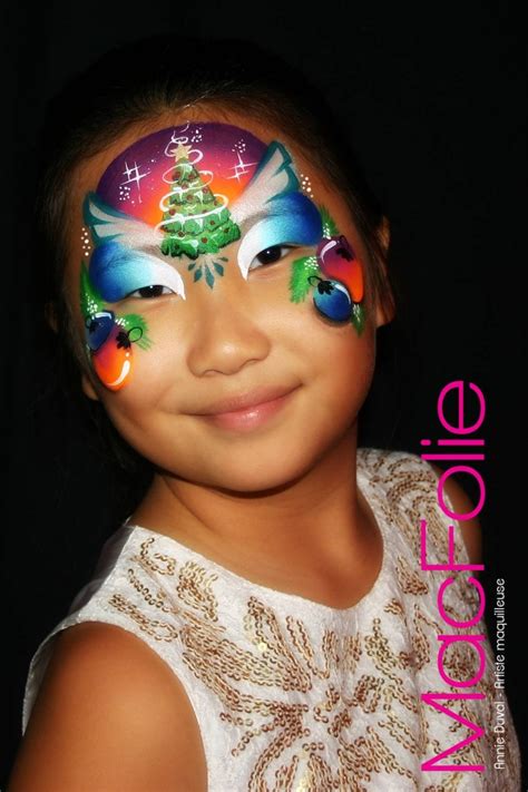 Christmas Tree Face Design Christmas Face Painting Holiday Painting