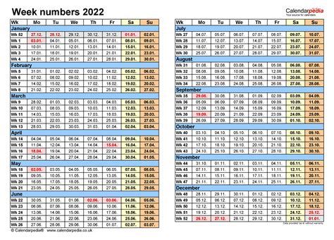 2022 Calendar With Week Numbers Printable Calendar Example And Ideas