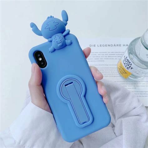 3d Stitch Rotating Bracket Soft Phone Case For Iphone 11 Pro Max X Xs