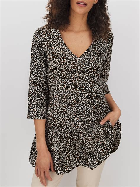 Simply Be Simply Be Womens Plus Size Smocked Leopard Print Peplum
