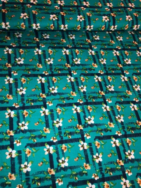 1 Meter Green Ditsy Floral Print 100 Cotton Fabric 45 Wide Etsy