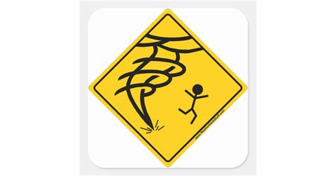 Tornado Warning Sign Square Sticker Zazzle