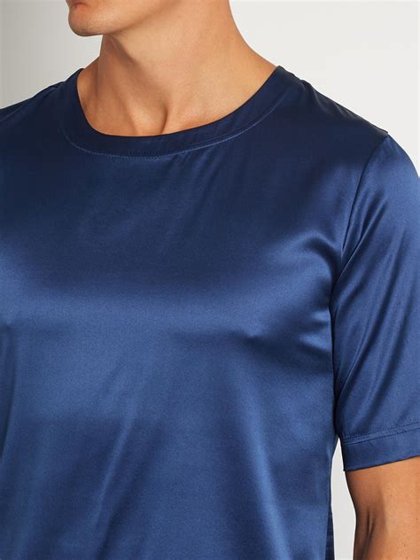 Meng Stretch Silk Satin T Shirt In Blue For Men Lyst