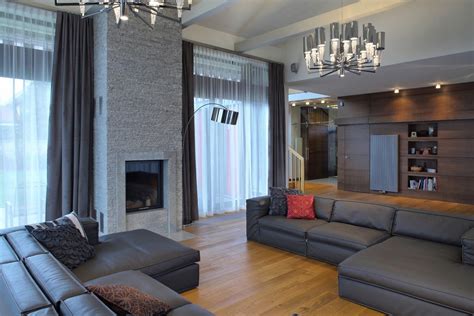 Avonlea grey living room set. poland gray curtains living room modern with wooden floor ...