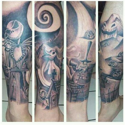 Images collection of sleeve tattoo nightmare before christmas. Love this | Nightmare before christmas tattoo, Christmas ...