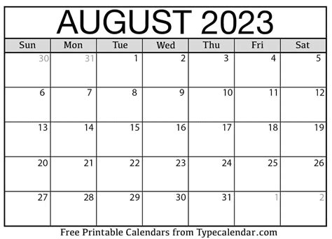 August 2023 Calendar Ulule