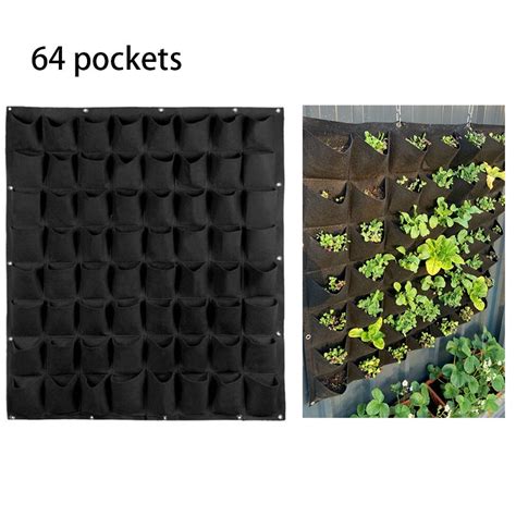 64 Pockets Wall Hanging Planting Bags Vertical Garden Wall Mounted