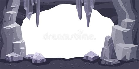 Cartoon Cave Vector Background Rock Cavern Game Illustration Stone