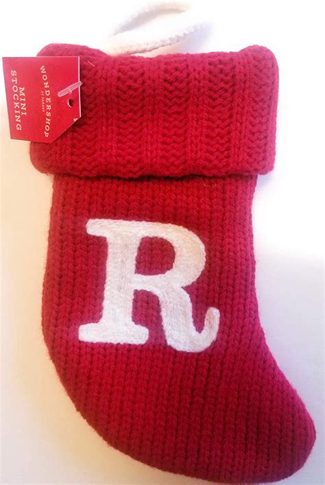 Wondershop Target Christmas Knit Mini Stocking Monogram Letter R Red Measures 7