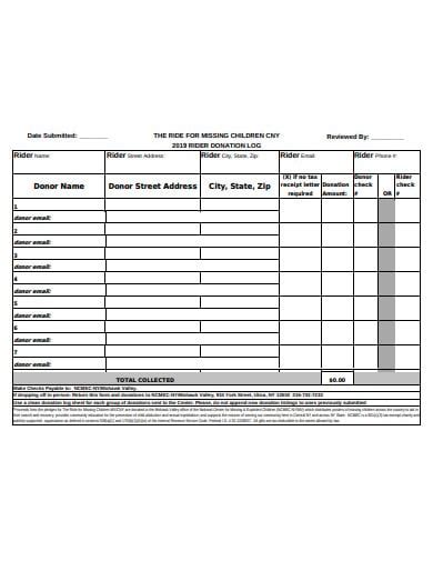 6 Donation Log Templates In Pdf