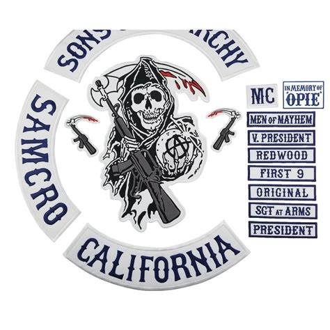 Sons Of Anarchy Skull Biker Jacket Iron On Sew Embroidered Patch Fiber