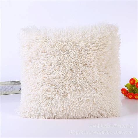 New Fluffy Soft Plush Square Pillow Cushion Case Room Warm Waist Throw