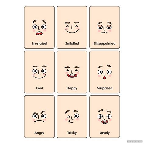 Printable of Various Emotion Cards - Gridgit.com