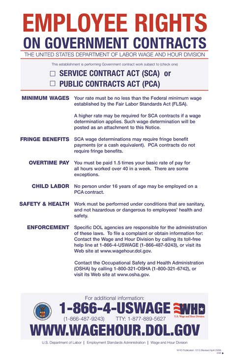 Free Federal Working On Government Contracts Labor Law Poster 2024