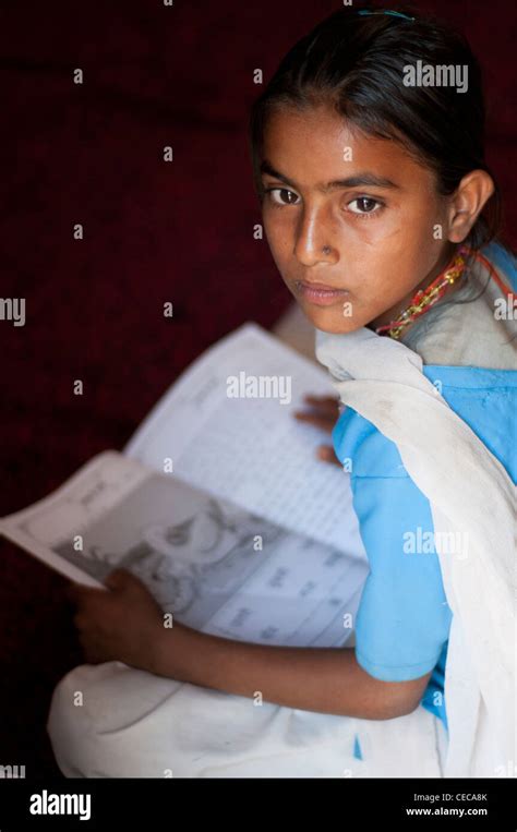 Schoolgirl In Class Village School Near Jaipur Rajasthan India Stock