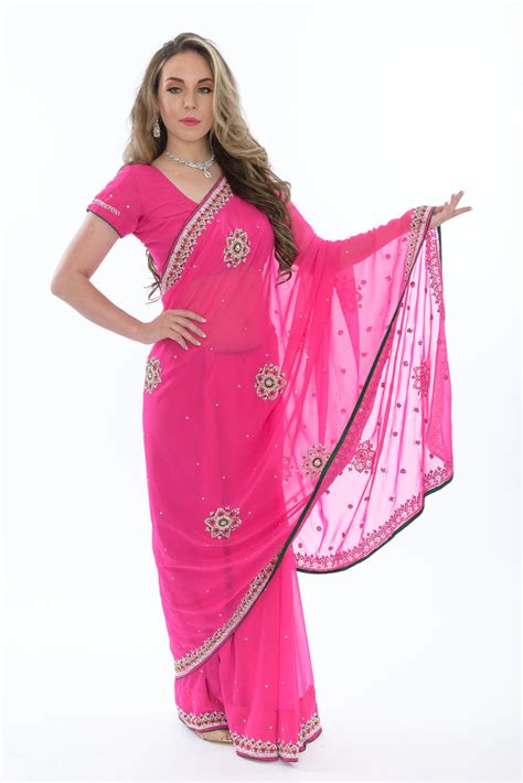 fabulous hot pink ready made pre stitched sari saris and things