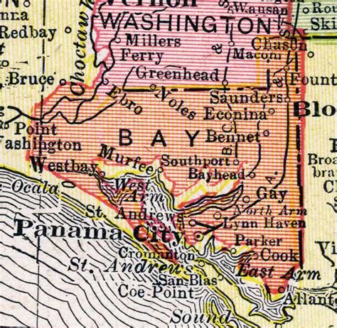 Map Of Bay County Florida 1917